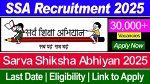 SSA Recruitment 2025 Apply Online, Notification, Vacancy, Last Date @ Ssa.nic.in